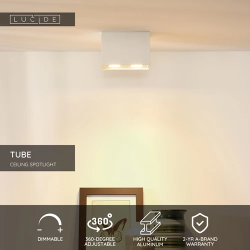 Lucide TUBE - Ceiling spotlight - 2xGU10 - White - USP